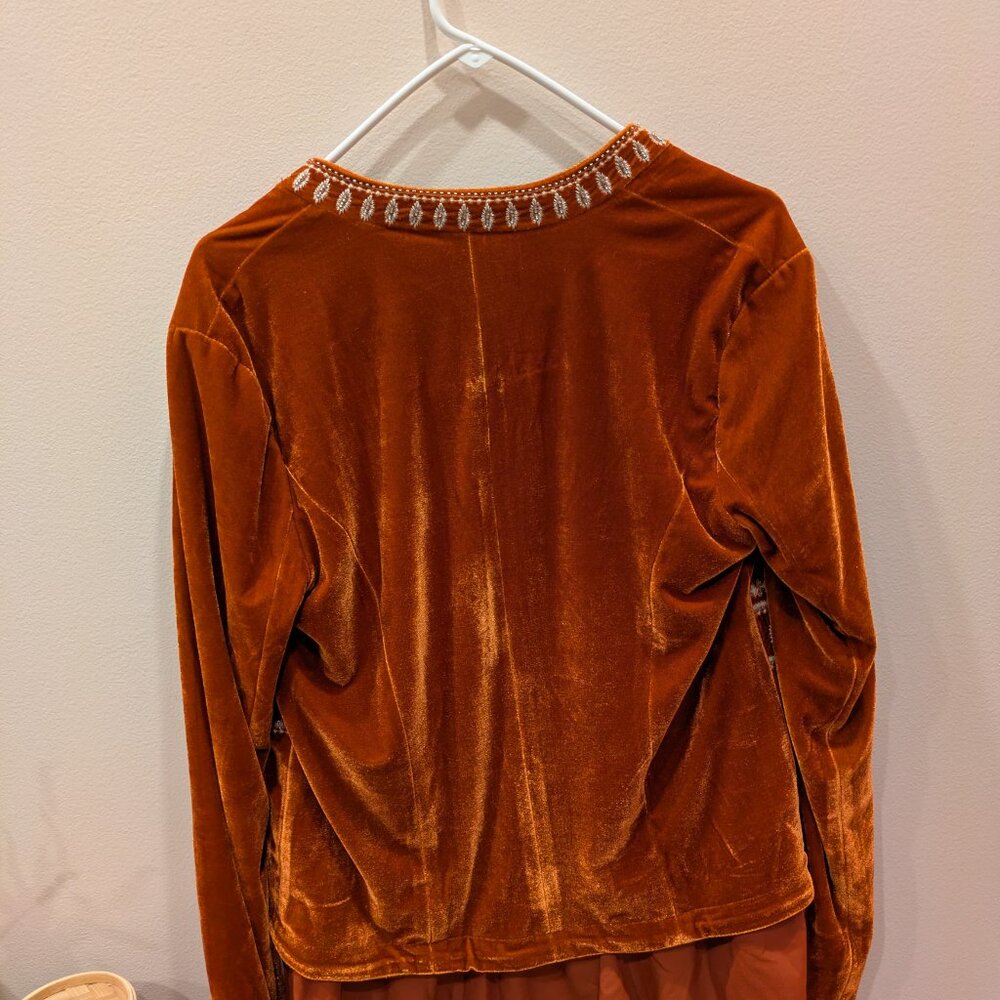 Burnt orange Velvet/Beaded Blazer - Picture 6 of 8